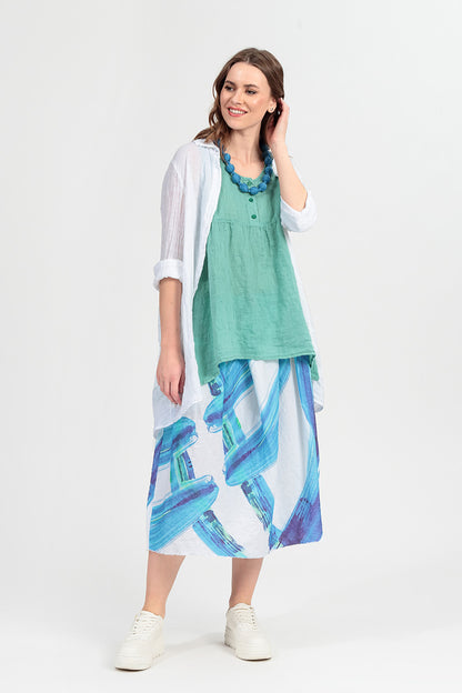 Flared Mint Gauze Linen Top 7