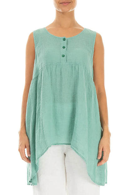 Flared Mint Gauze Linen Top 1