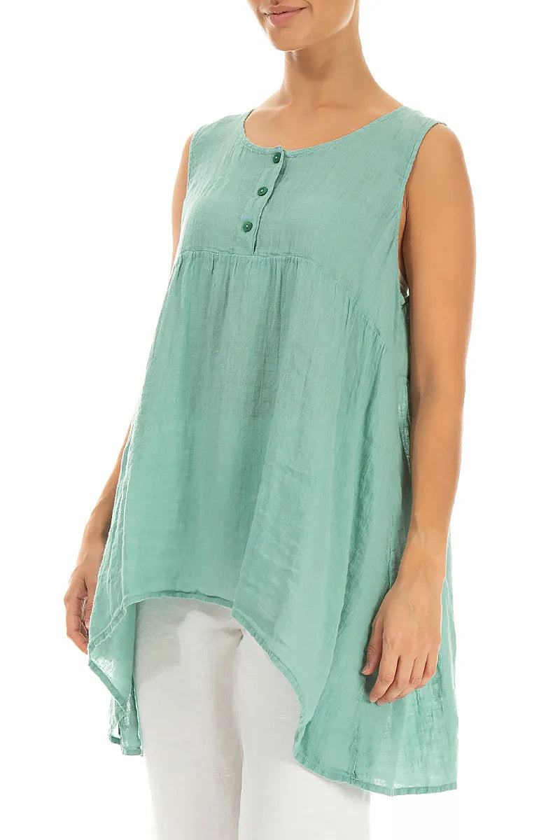 Flared Mint Gauze Linen Top 3