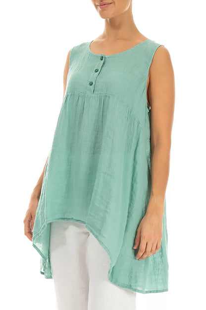Flared Mint Gauze Linen Top 3