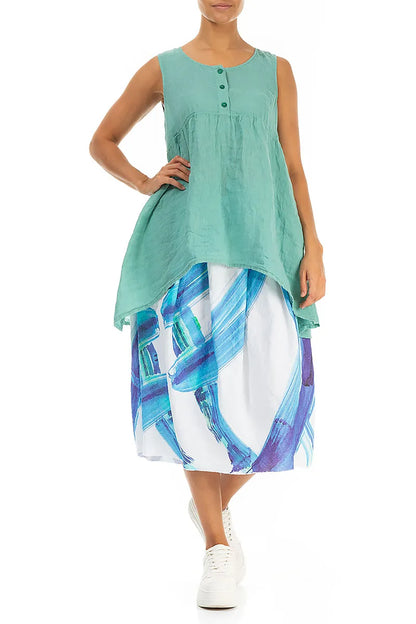 Flared Mint Gauze Linen Top 5
