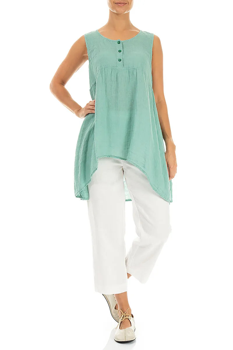 Flared Mint Gauze Linen Top 4