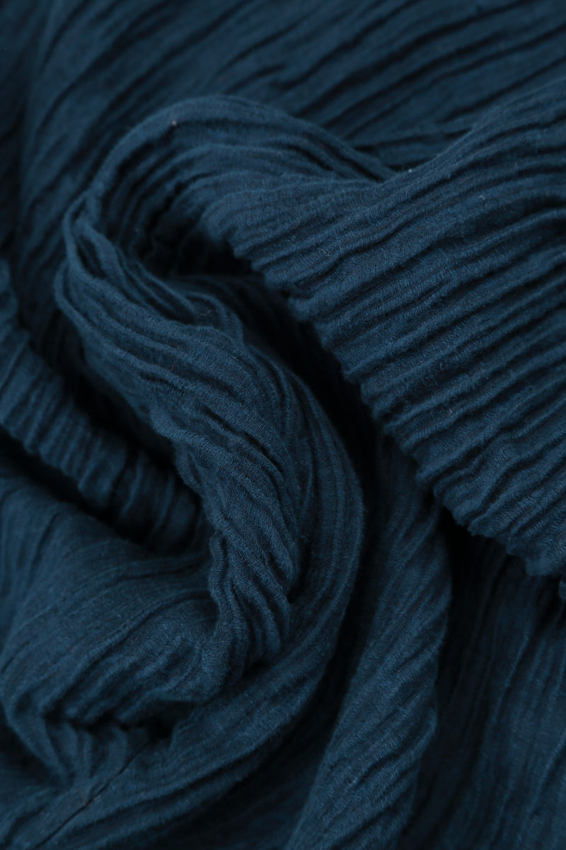 Flared Navy Crinkled Silk Trousers 5