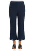 Flared Navy Crinkled Silk Trousers 1