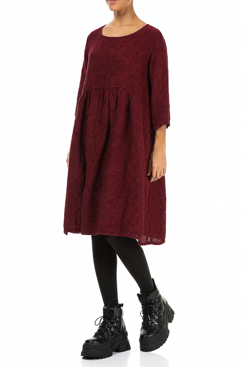 Flared Ruby Mélange Linen Midi Dress 3