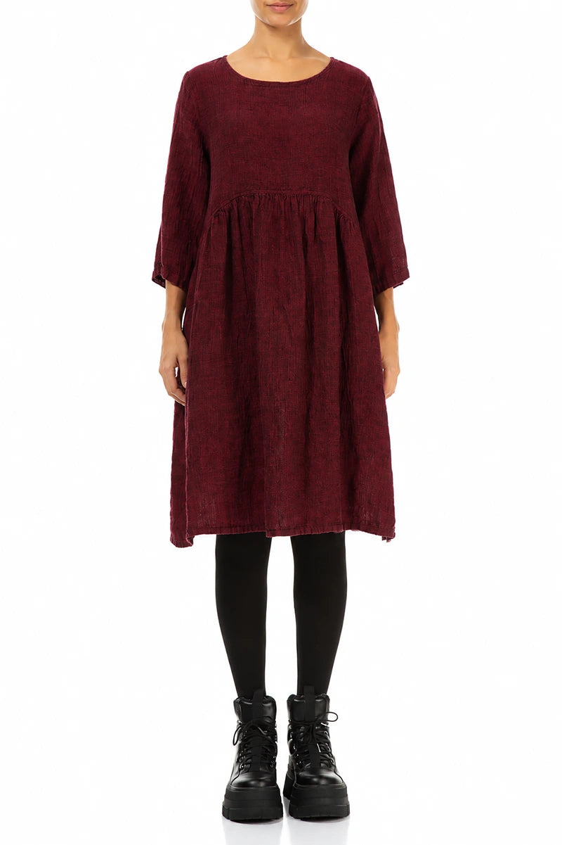 Flared Ruby Mélange Linen Midi Dress 1