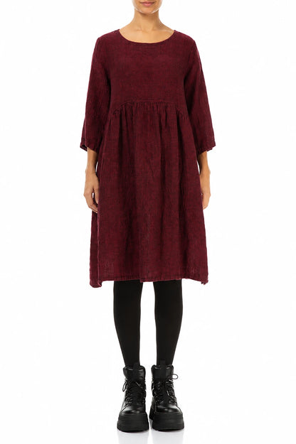Flared Ruby Mélange Linen Midi Dress 1