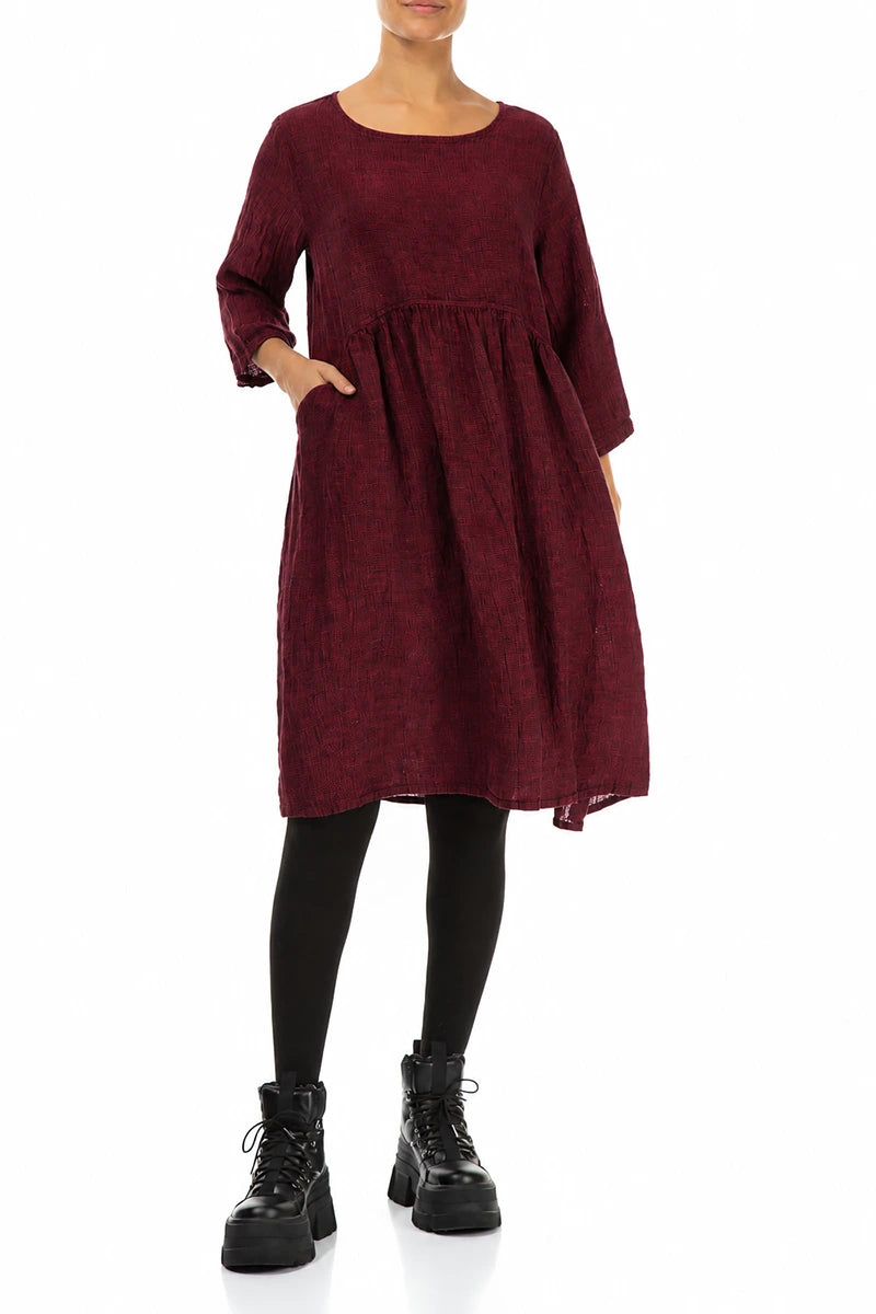 Flared Ruby Mélange Linen Midi Dress 4