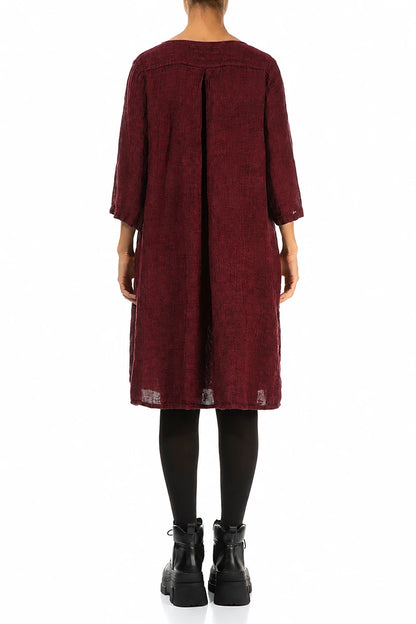 Flared Ruby Mélange Linen Midi Dress 2
