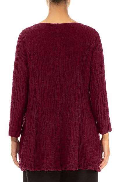 Flared Ruby Textured Linen Tunic
