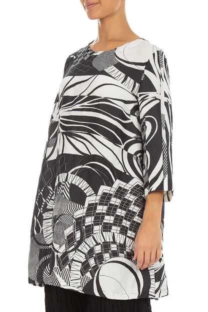Flared Textured Orbit Silk Linen Tunic