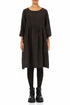 Flared Truffle Brown Mélange Linen Midi Dress 1