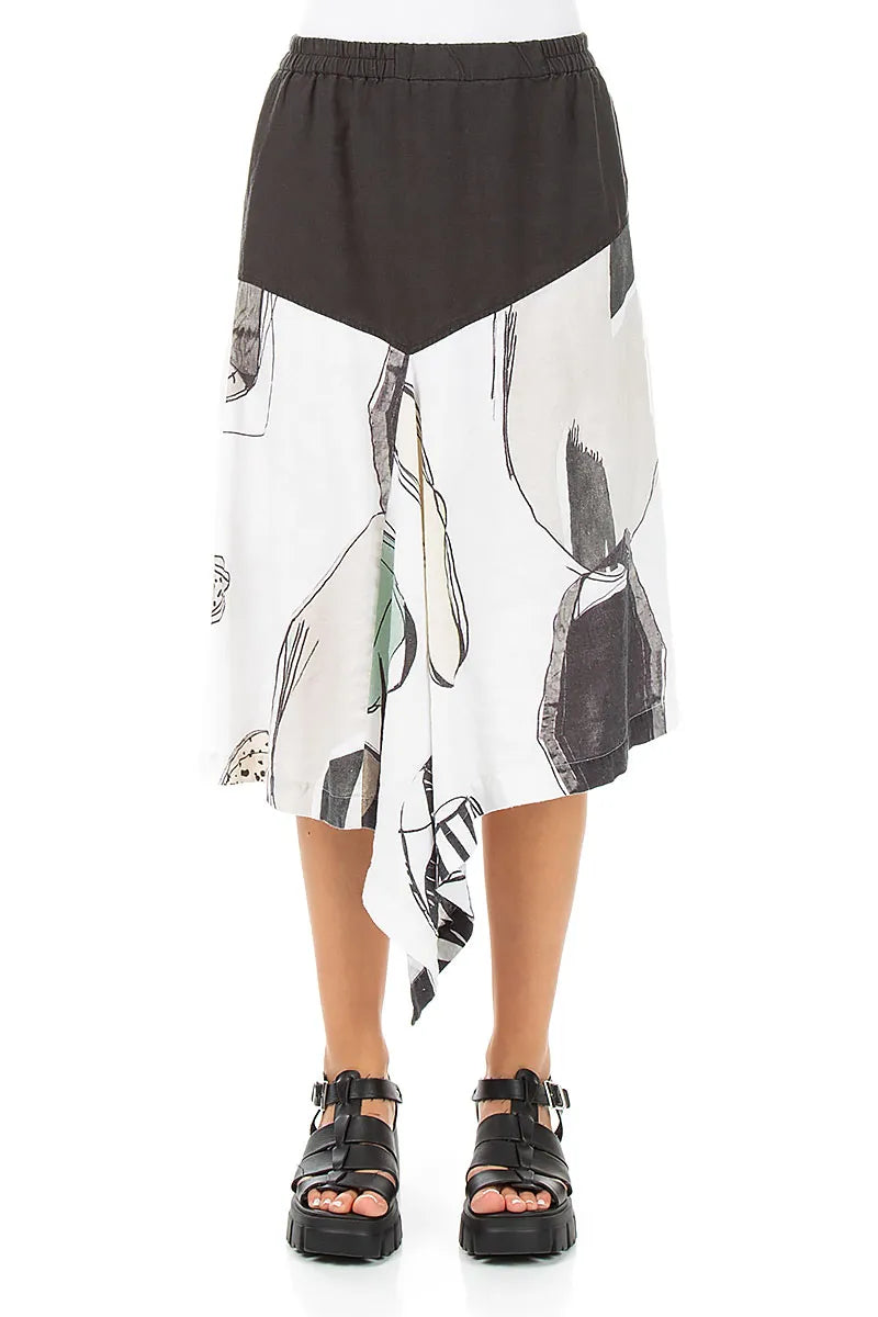Flared Tumbled Stone Linen Skirt 1