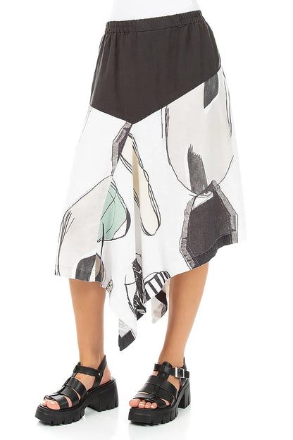 Flared Tumbled Stone Linen Skirt 3
