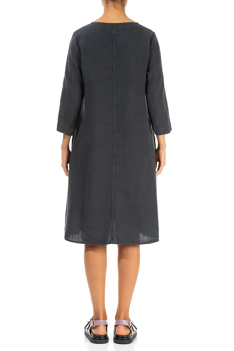 Floaty Graphite Linen Dress 2
