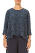 Flowers Decorated Mélange Blue Wool Sweater 1
