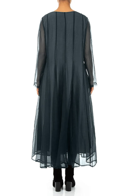 Flowing Deep Turquoise Silk Chiffon Dress