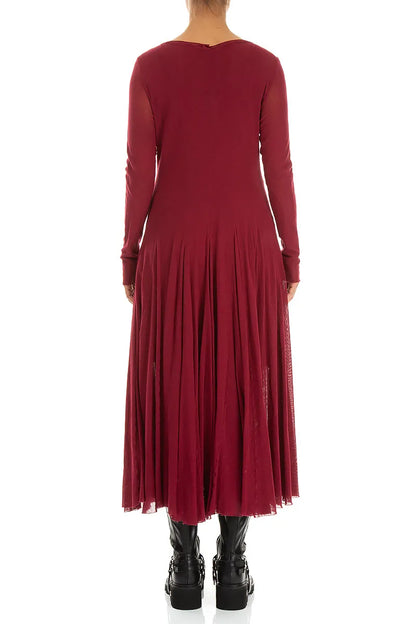 Flowing Ruby Mesh Soft Cotton Dress