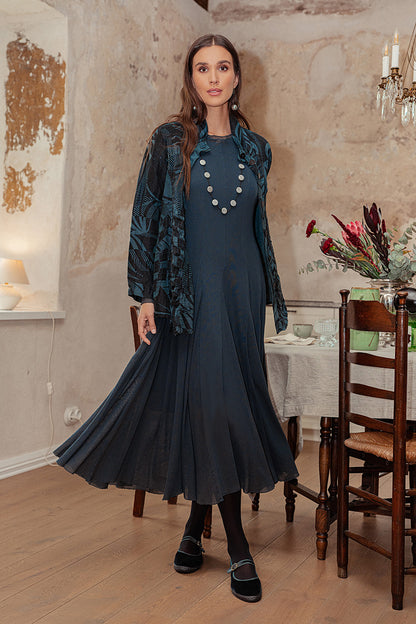 Flowing Slate Mesh Soft Cotton Dress