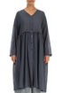 Flowy Buttoned Graphite Silk Cotton Jacket 1