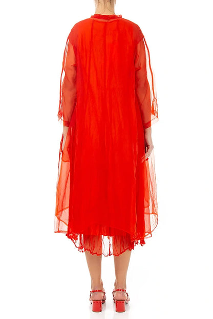 Flowy Flame Orange Silk Chiffon Jacket 2