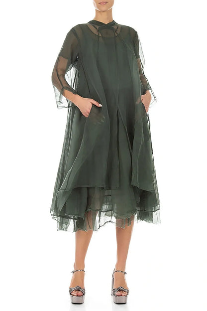 Flowy Sage Silk Chiffon Jacket 5