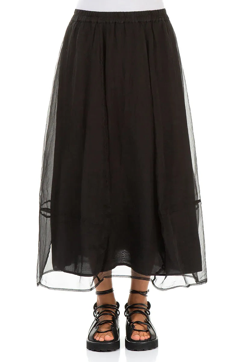 Fluid Black Silk Chiffon Skirt 1