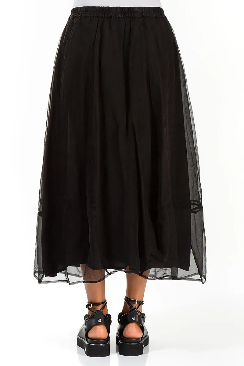 Fluid Black Silk Chiffon Skirt 2
