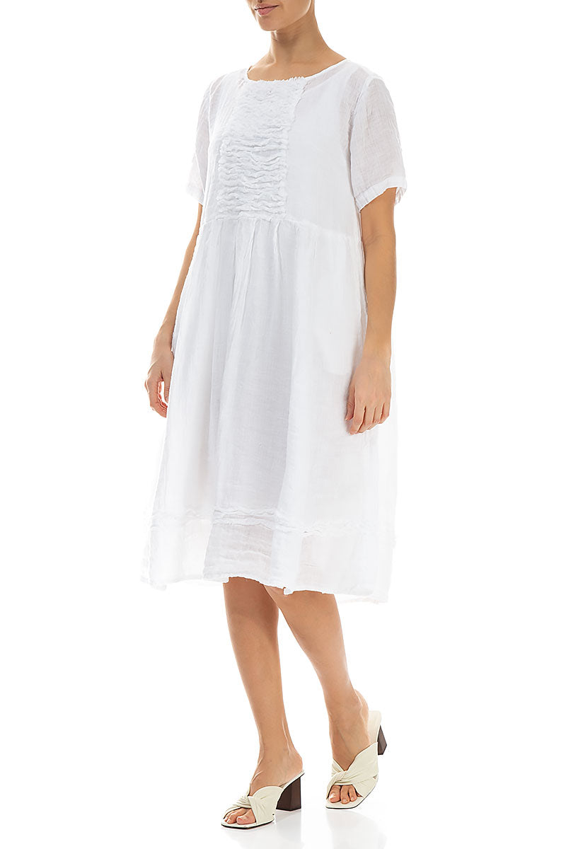 Frill White Gauze Linen Dress 3