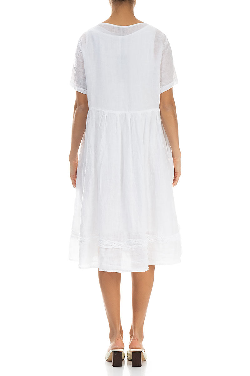 Frill White Gauze Linen Dress 2