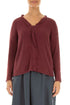 Frilled Neck Antique Ruby Linen Cardigan 1
