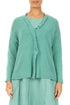 Frilled Neck Mint Linen Cardigan 1