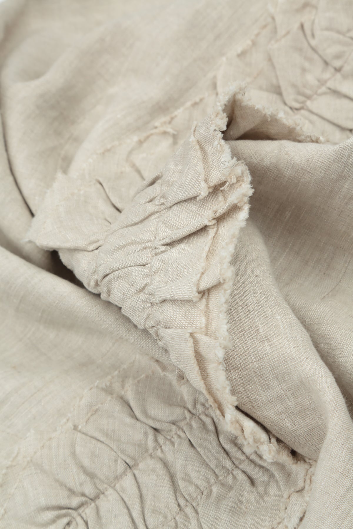 Front Ruffle Natural Linen Blouse 7