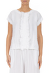 Front Ruffle White Linen Blouse 1