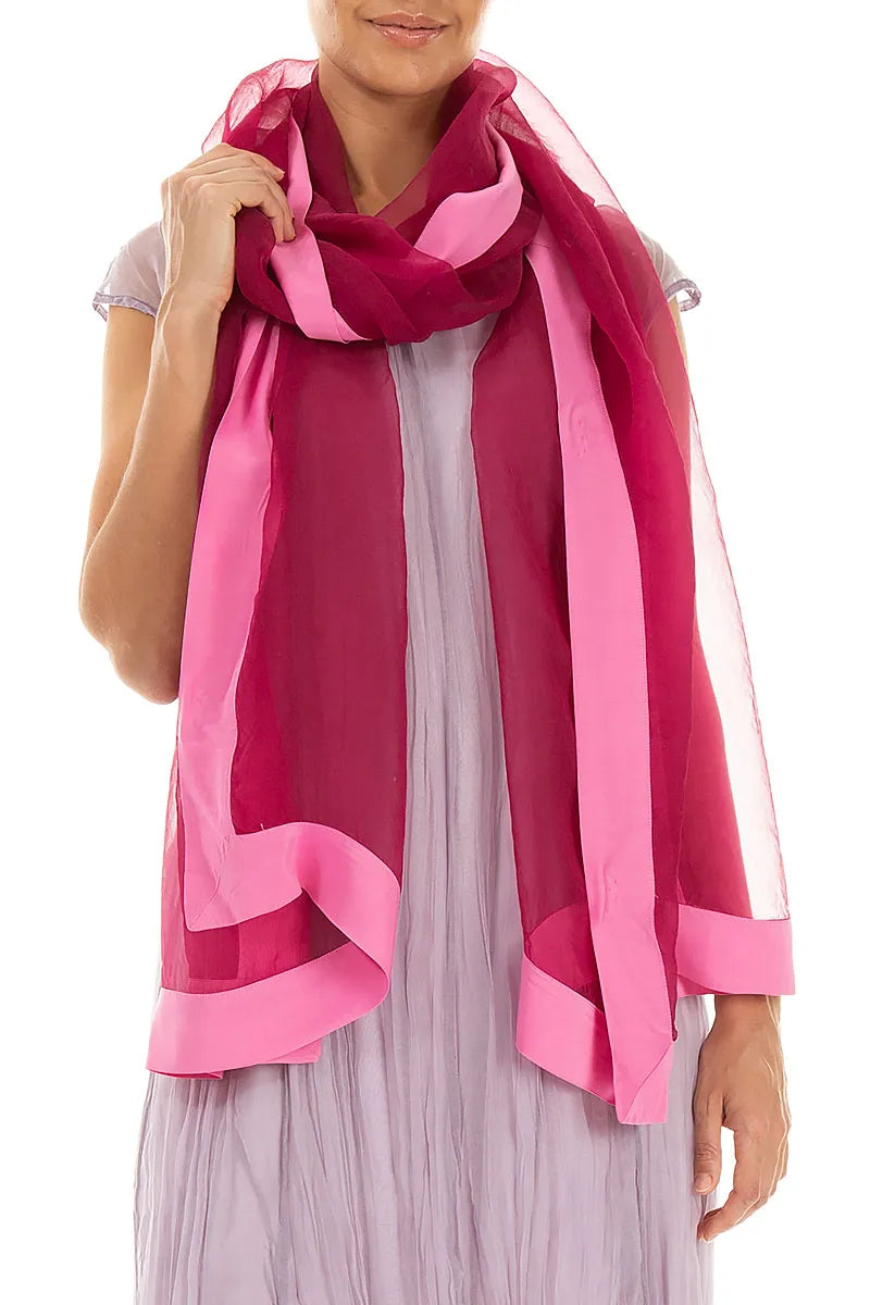 Fuchsia Silk Chiffon Scarf 3