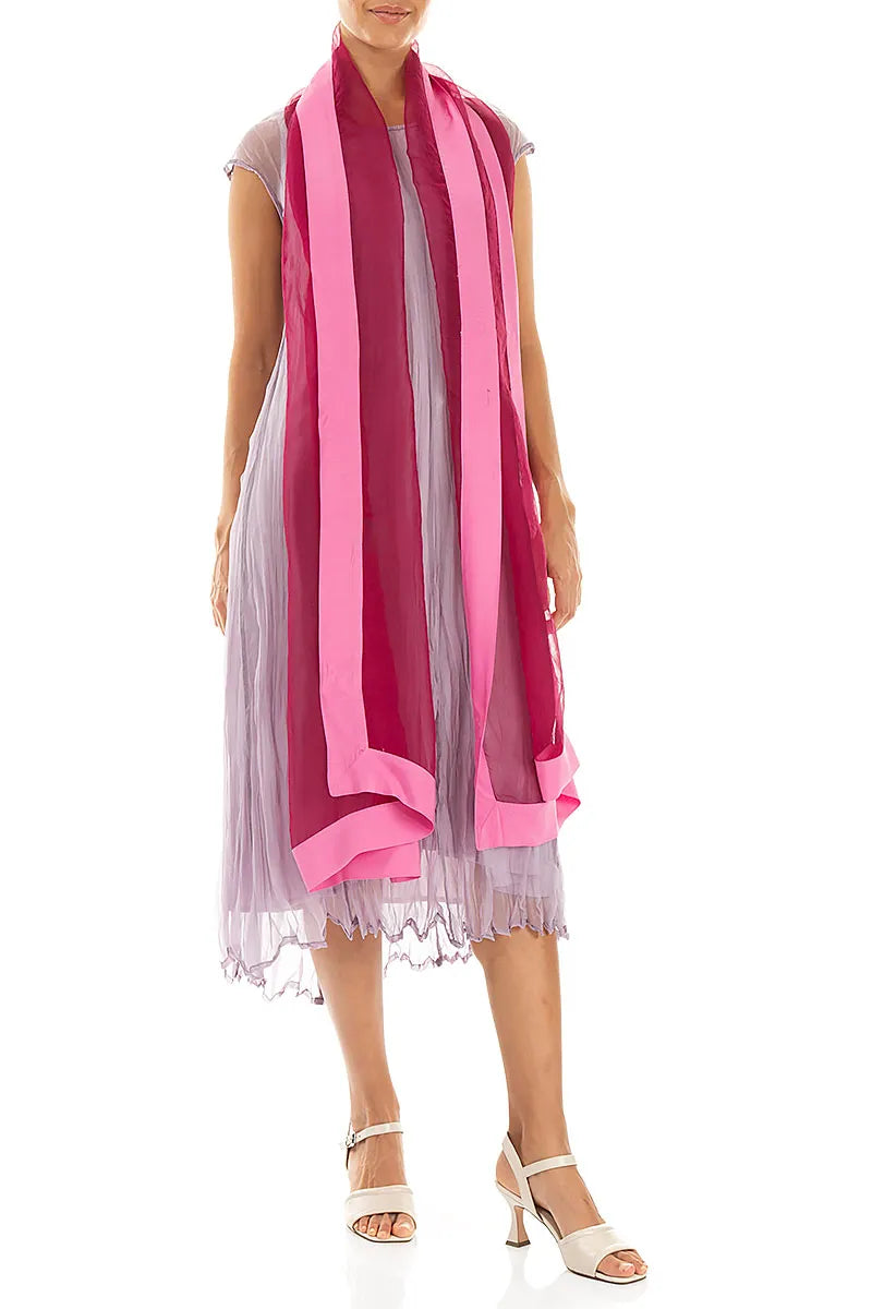 Fuchsia Silk Chiffon Scarf 2
