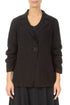 Gathered Black Linen Blazer Jacket 1