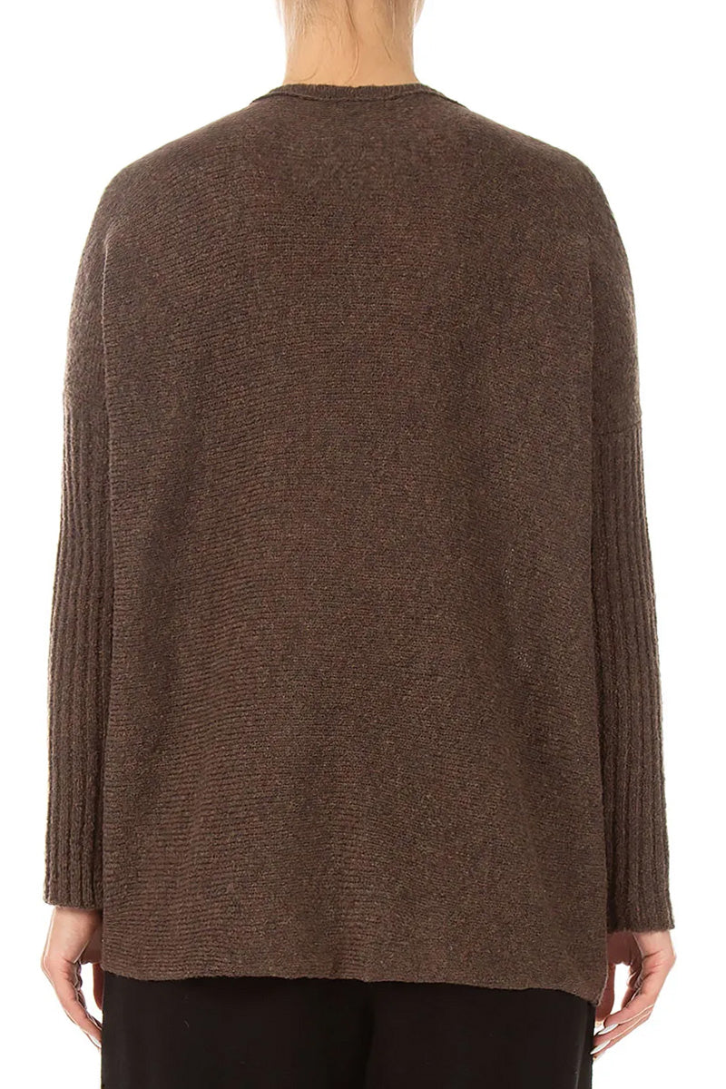 Gathered Front Brown Wool Sweater 2