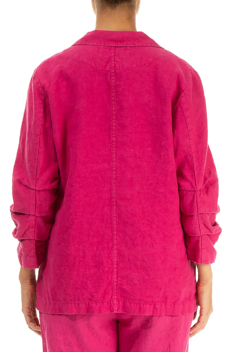 Gathered Fuchsia Linen Jacket 2