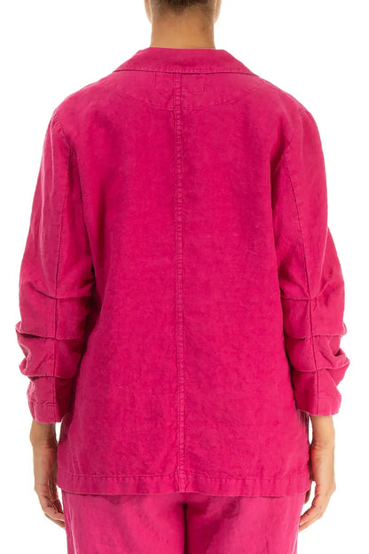 Gathered Fuchsia Linen Jacket 2