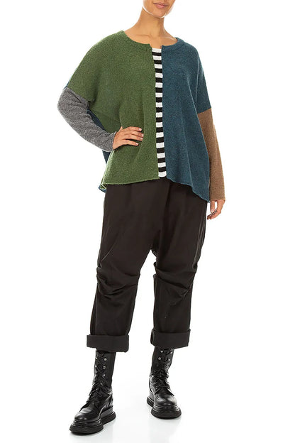 Hosen aus schwarzem Baumwoll-Twill mit Raffungen am Knie