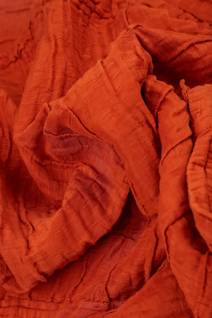 Gathered Sides Crinkled Flame Orange Silk Jacket 6