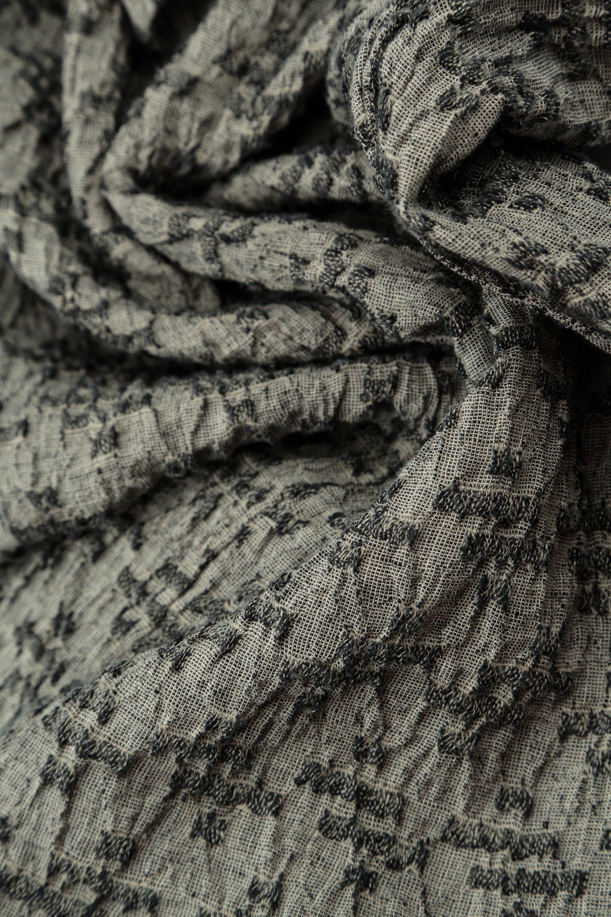 Geometric Texture Olive Grey Linen Dress 5