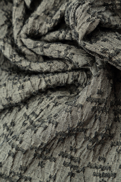 Geometric Texture Olive Grey Linen Dress 5