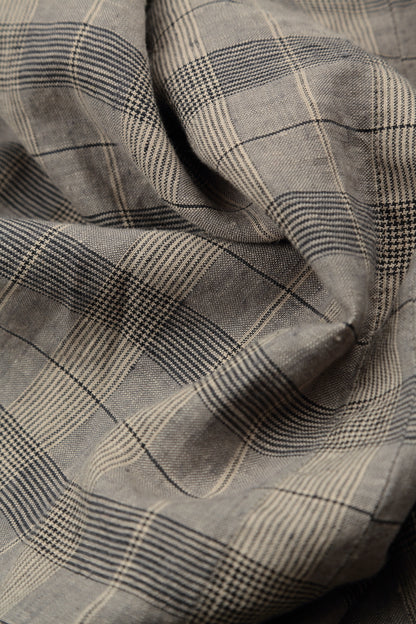 Greige Check Linen Square Scarf 5