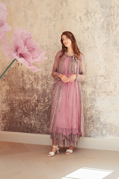 Greige Crumpled Silk Chiffon Skirt 5
