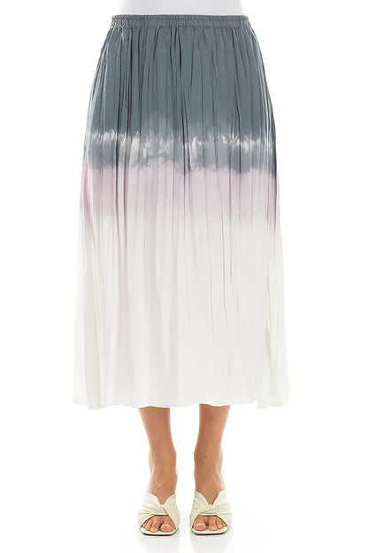 Grey Blush Ombré Crumpled Pure Silk Skirt 1