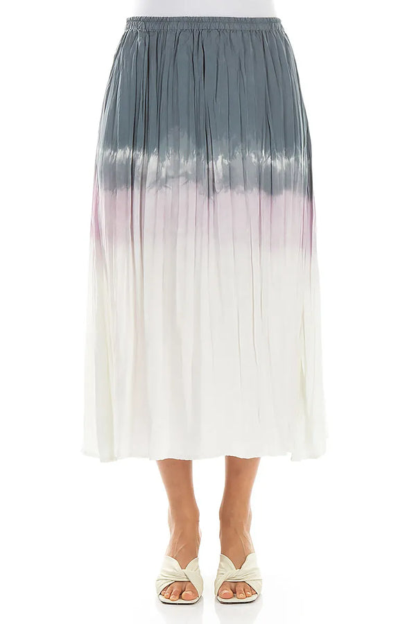Grey Blush Ombré Crumpled Pure Silk Skirt 1