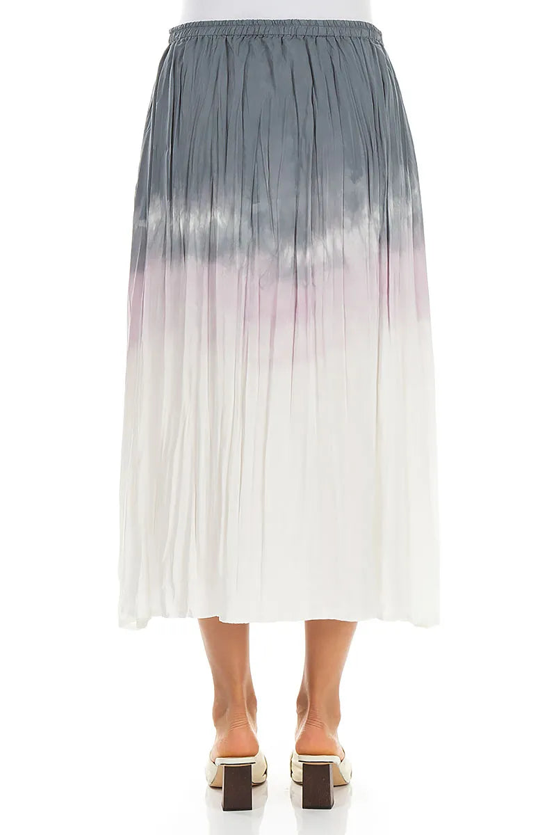 Grey Blush Ombré Crumpled Pure Silk Skirt 2