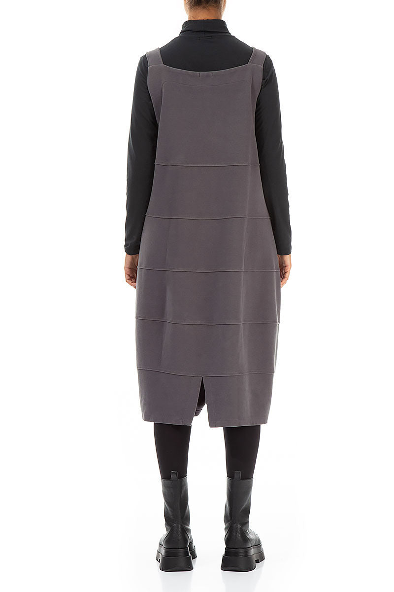 Graues Baumwoll-Jersey-Ballon-Latzkleid